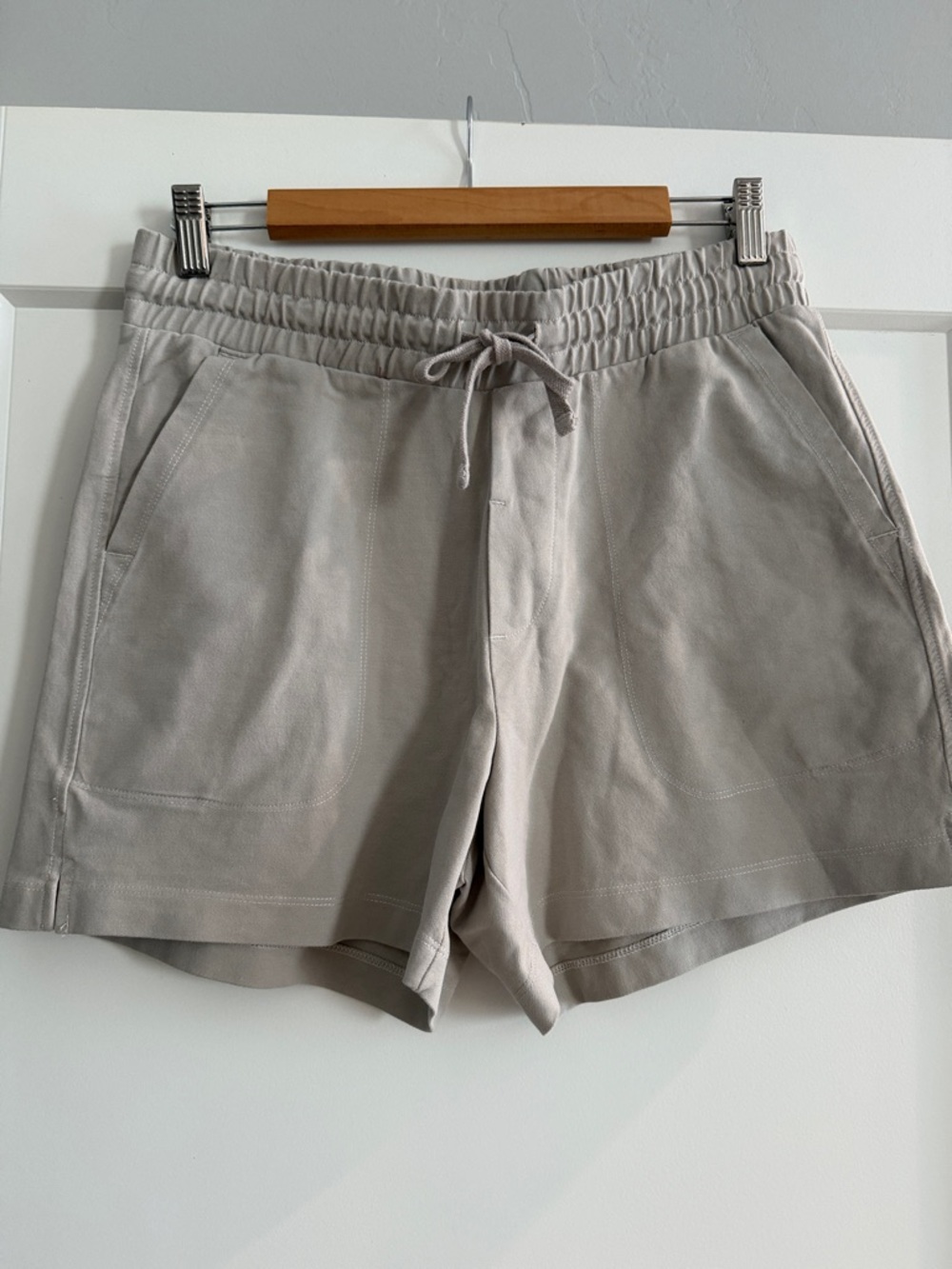 Eddie Bauer Light Taupe Elastic-Waist Athletic Shorts
